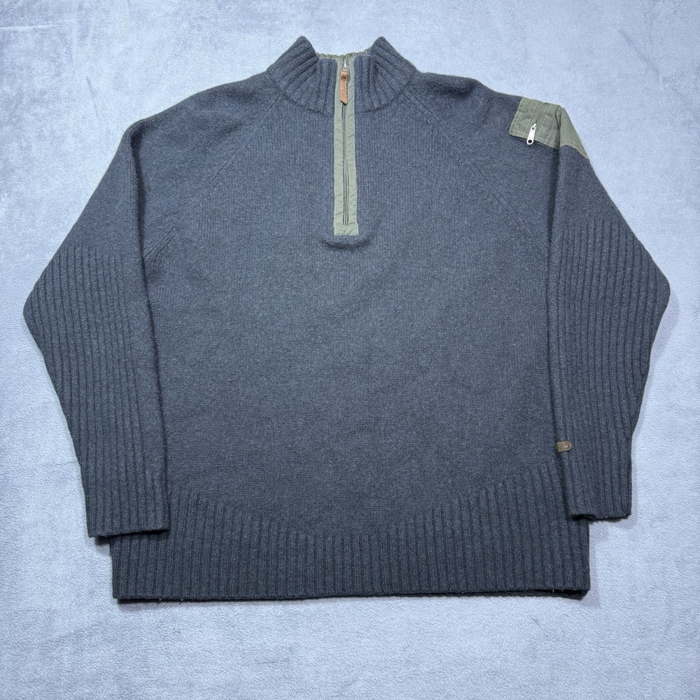 VINTAGE Columbia Sweater Mens L Wool Nylon Blend Quarter Zip Dadcore Cabincore